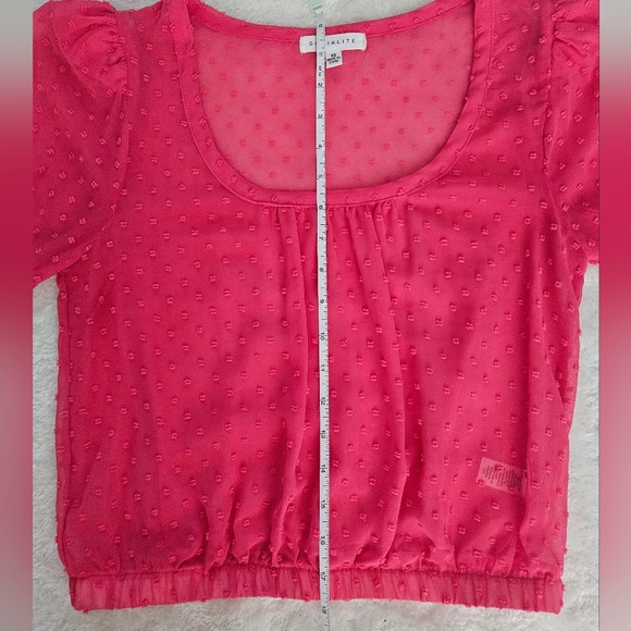 NEW Socialite Pink Sheer Blouse Size XS Feminine Romantic Cocquette Girl Summer - Picture 11 of 12